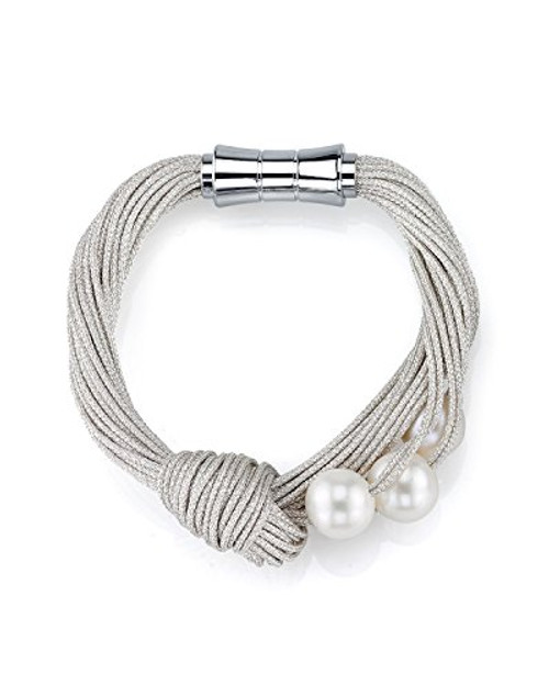 THE PEARL SOURCE 10 11mm Genuine White Freshwater Cultured Pearl Jessie Bracelet for Women