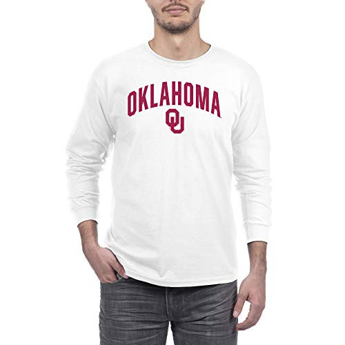 Elite Fan Shop Oklahoma Sooners Men s White Arch Long Sleeve Tee Large