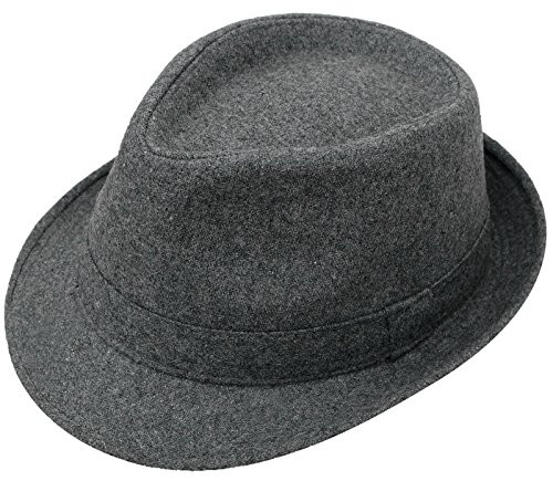 Men s Classic Manhattan Structured Gangster Trilby Fedora Hat Grey