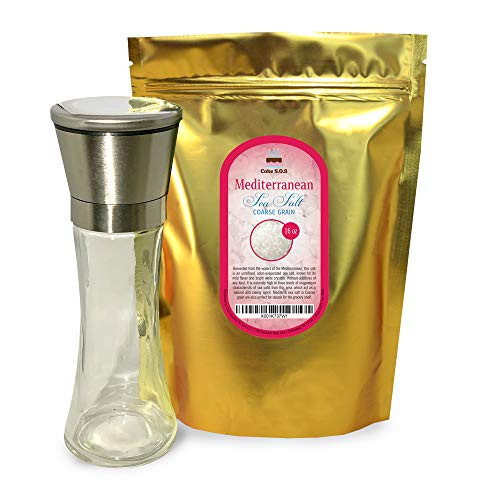 Perfect Combo Pack With a Gift   Stainless Still Salt Mill 200 ml   16 oz Natural Coarse Grain Sea Salt from the Mediterranean Sea
