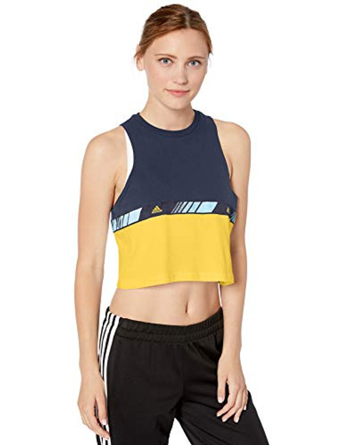 adidas Women s Hypersport Moto Cropped Tee Legend Ink Active Gold Large adidas Women s Hypersport Moto Cropped Tee Legend Ink Active Gold Large