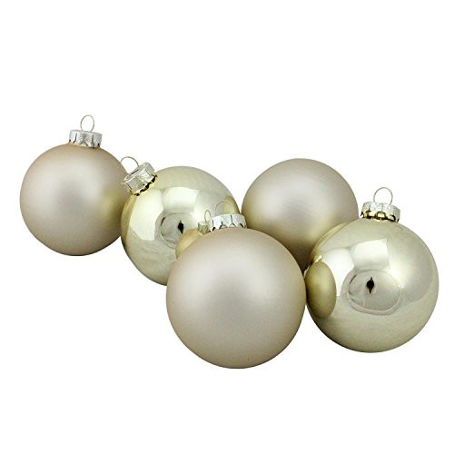 Northlight WY00751 Gold Glass Ball Christmas Ornament Set, 3.25"