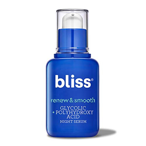 Bliss Renew   Smooth Night Serum Resurfacing   Brightening Face Serum with Glycolic   Polyhydroxy Acid Vegan   Cruelty Free 1 oz