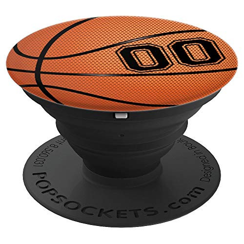 Basketball Jersey Number  00 Double Zero No 00 Game Ball PopSockets Grip and Stand for Phones and Tablets