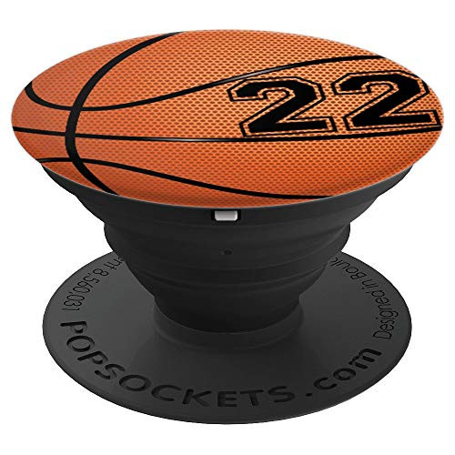 Basketball Jersey Number  22 Twenty Two No 22 Game Ball PopSockets Grip and Stand for Phones and Tablets