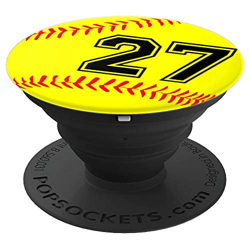 Softball Jersey Number  27 Twenty Seven No 27 Game Play Fun PopSockets Grip and Stand for Phones and Tablets