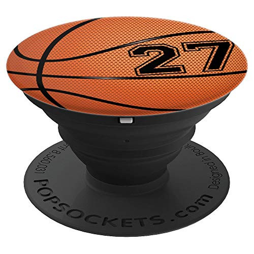 Basketball Jersey Number  27 Twenty Seven No 27 Game Ball PopSockets Grip and Stand for Phones and Tablets
