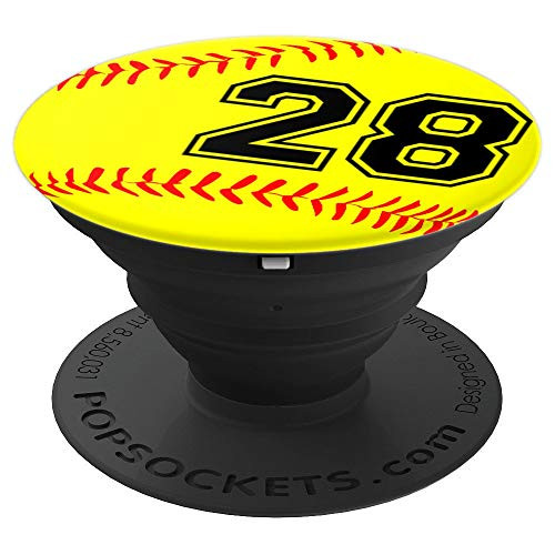 Softball Jersey Number  28 Twenty Eight No 28 Game Play Fun PopSockets Grip and Stand for Phones and Tablets