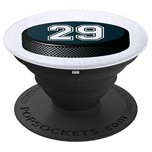 Hockey Puck Ice Jersey Number  29 Twenty Nine No 29 Game PopSockets Grip and Stand for Phones and Tablets