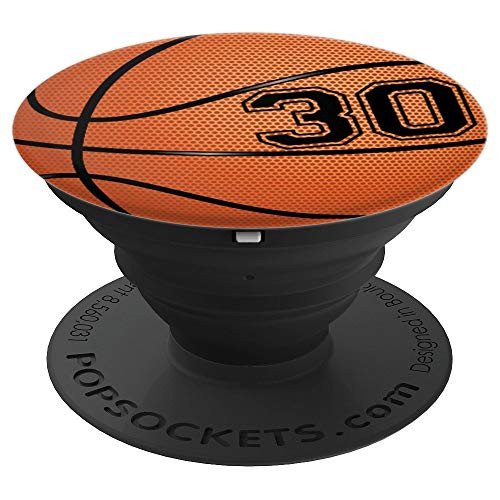 Basketball Jersey Number  30 Thirty No 30 Game Ball PopSockets Grip and Stand for Phones and Tablets