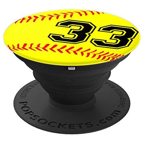 Softball Jersey Number  33 Thirty Three No 33 Game Play Fun PopSockets Grip and Stand for Phones and Tablets