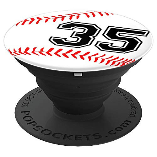Baseball Jersey Number  35 Thirty Five No 35 Game Play Fun PopSockets Grip and Stand for Phones and Tablets