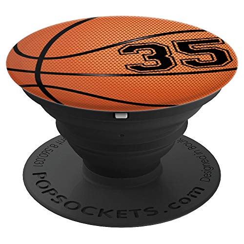 Basketball Jersey Number  35 Thirty Five No 35 Game Ball PopSockets Grip and Stand for Phones and Tablets