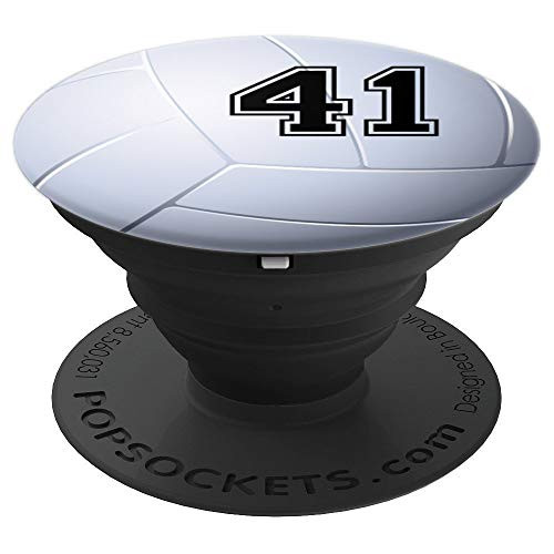 Volleyball Jersey Number  41 Forty One No 41 Game Ball PopSockets Grip and Stand for Phones and Tablets