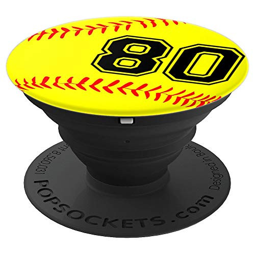 Softball Jersey Number  80 Eighty No 80 Game Play Fun PopSockets Grip and Stand for Phones and Tablets