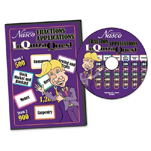 Nasco TB25655 InQuizaQuest Fraction Applications Interactive Game Show Style CD ROM