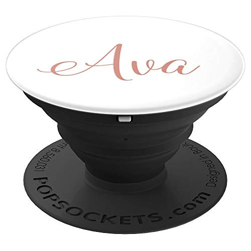 Ava Personalized Blush Pink and White Custom First Name PopSockets Grip and Stand for Phones and Tablets