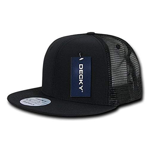 DECKY Rip Stop Flat Bill Trucker Cap Black