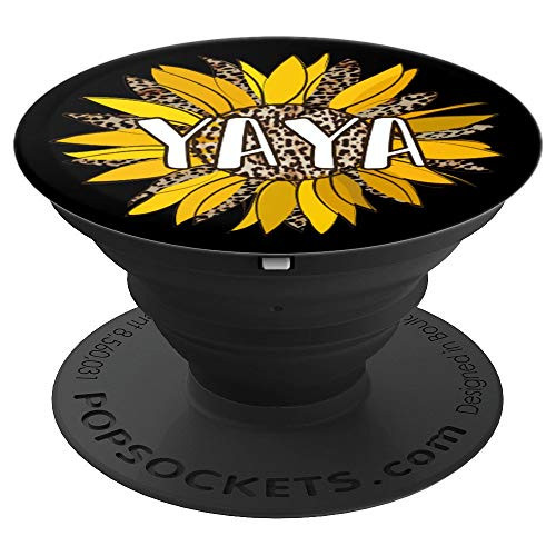Yaya Gifts   Leopard Print Sunflower Flower Design Grandma PopSockets Grip and Stand for Phones and Tablets