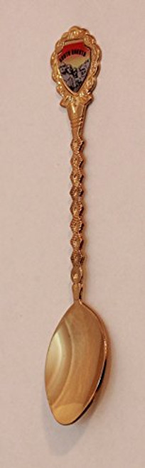 South Dakota State Souvenir Gold Plated Collectible Twist Spoon 5  lpco