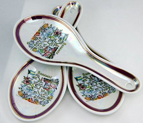 Bahamas Map Pearl Souvenir Collectible Spoon Rest agc