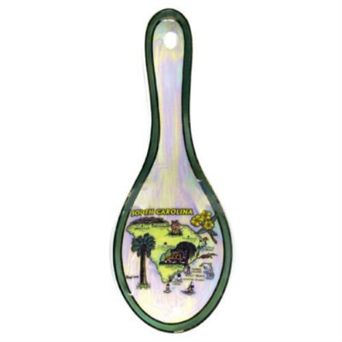South Carolina State Map Pearl Souvenir Collectible Spoon Rest agc