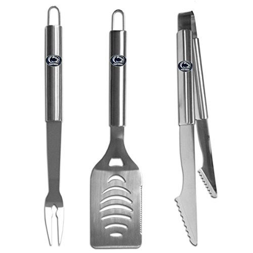 NCAA Siskiyou Sports Fan Shop Penn State Nittany Lions Stainless Steel BBQ Set 3 piece Brushed Metal NCAA Siskiyou Sports Fan Shop Penn State Nittany Lions Stainless Steel BBQ Set 3 piece Brushed Metal