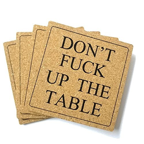 Fun Coaster Set - Absorbent Cork Coasters, Best Drink Coaster for Drinks in Office, Home, or Cottage,Funny Christmas Gift - SET OF 4