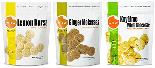 WOW Baking Company Cookies Lemon Burst Ginger Molasses Key Lime White Chocolate 8 Ounce  Variety Bundle Pack of 3
