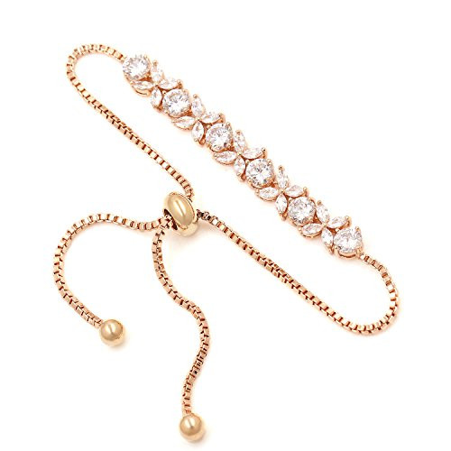 WeimanJewelry Women Rose Gold Adjustable Bracelet Cubic zirconia Diamond Gold Plated Bracelet WeimanJewelry Women Rose Gold Adjustable Bracelet Cubic zirconia Diamond Gold Plated Bracelet