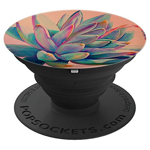 Cute Succulent Botanical Plants Design Rose Gold Background PopSockets Grip and Stand for Phones and Tablets