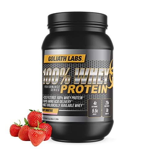 ? Goliath Labs 100 Whey Protein Powder Isolate Blend Fast Absorbing Workout Supplements for Men and Women 25g of Pure Protein and 55g of BCAAs in Each Serv Strawberry 5 lbs 68 Servings ? Goliath Labs 100 Whey Protein Powder Isolate Blend Fast Absorbing Workout Supplements for Men and Women 25g of Pure Protein and 55g of BCAAs in Each Serv Strawberry 5 lbs 68 Servings