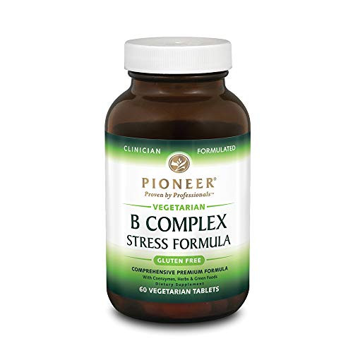 Pioneer B Complex Stress Formula   High Potency B Vitamins   Whole Food Based   Verified No Gluten   60 Vegetarian Tablets