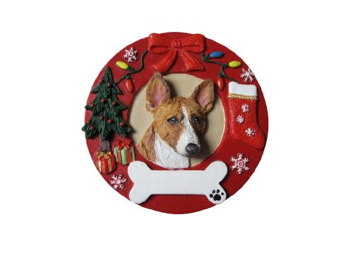 Basenji Christmas Ornament Wreath Shaped Easily Personalized Holiday Decoration Unique Basenji Lover Gifts