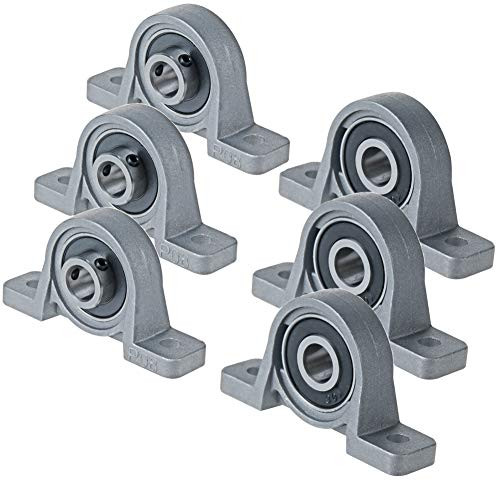 YXQ 6Pcs KP08 8mm Bore Diameter Din Rail Mount Bore Ball Bearing Block Mounted Pillow Insert Bearing