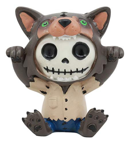 Ebros Furrybones Wolfie The Werewolf Figurine Small 3 Inch Furry Bones Werewolf Or Wolf Skeleton Monster Statue Collectible