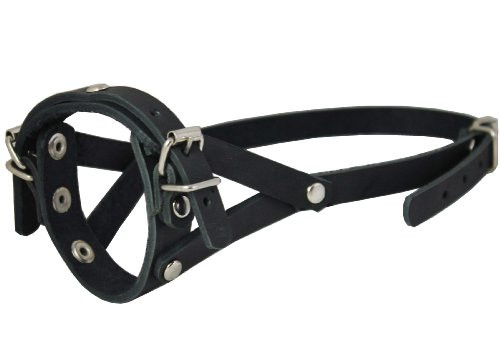 Dogs My Love Adjustable Leather Loop Bite Bark Control Easy Fit Dog Muzzle Black Fits 8  10  Snout