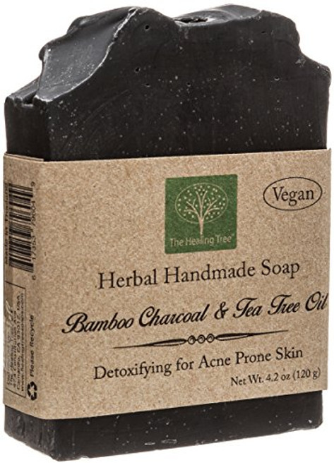 Bamboo Charcoal Soap   Tea Tree Oil Vegan Handmade for Acne Prone Skin by The Healing Tree