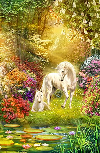SunsOut Enchanted Garden Unicorns 500 Pc Jigsaw Puzzle