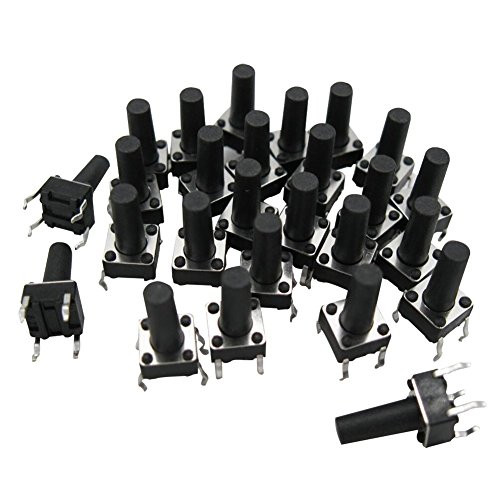 100 Pcs 6 x 6mm x 10mm PCB Momentary Tactile Tact Push Button Switch 4 Pin DIP (black)