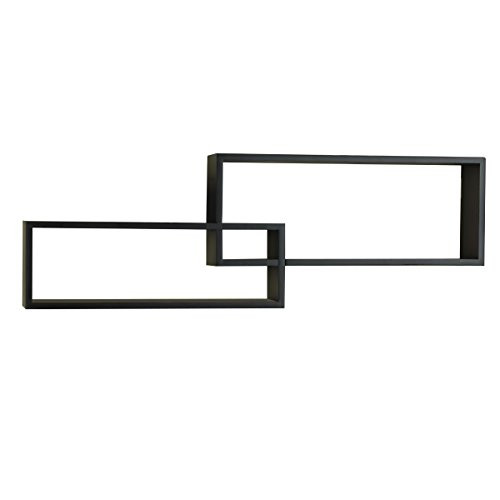 MELANNCO Set of 2 Interlocking Shelves Black