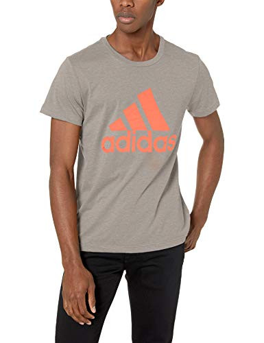 adidas Men s Badge of Sport Classic Tee Medium Grey Heather True Orange X Large