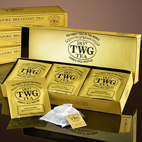 TWG Tea 1837 Singapore Breakfast Tea 15 count Hand Sewn Cotton Teabags  1 Pack