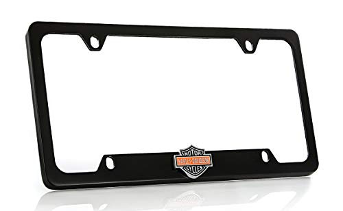 Harley Davidson Car Truck SUV License Plate Frame Black Metal   Harley Davidson Colored Bar   Shield Logo
