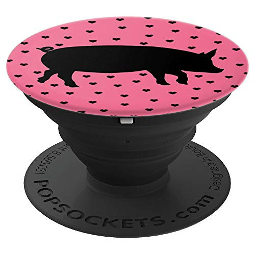Pig And Love Hearts On A Pink Background Design PopSockets Grip and Stand for Phones and Tablets