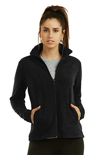 Sofra Women s Polar Fleece Full Zip Up Winter Jacket  L Black
