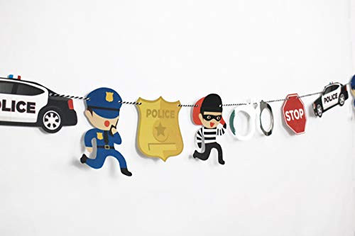 Cops and Robbers   Garland   Cop Party Decoration   Boy Birthday Party   Cops Robbers Police Car Police Badge Handcuffs Stop Sign   Kids Party Decor