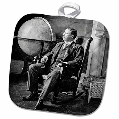 3D Rose Theodore Roosevelt Posing in White House Vintage Stereo View Card Pot Holder 8 x 8