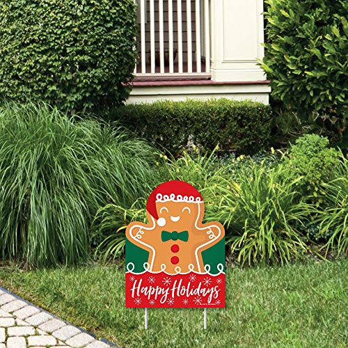 Big Dot of Happiness Gingerbread Christmas   Outdoor Lawn Sign   Gingerbread Man Holiday Party Yard Sign   1 Piece