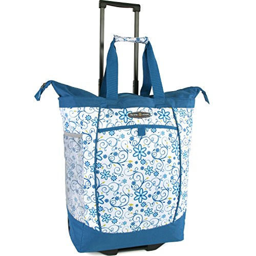 Pacific Coast Signature Large Rolling Shopper Tote Bag Blue Daisy One Size